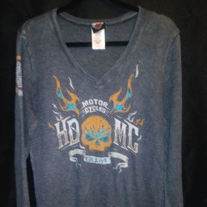 Harley Davidson Women's Long Sleeve V-Neck - L